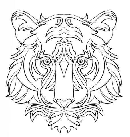 Abstract Tiger Coloring Page